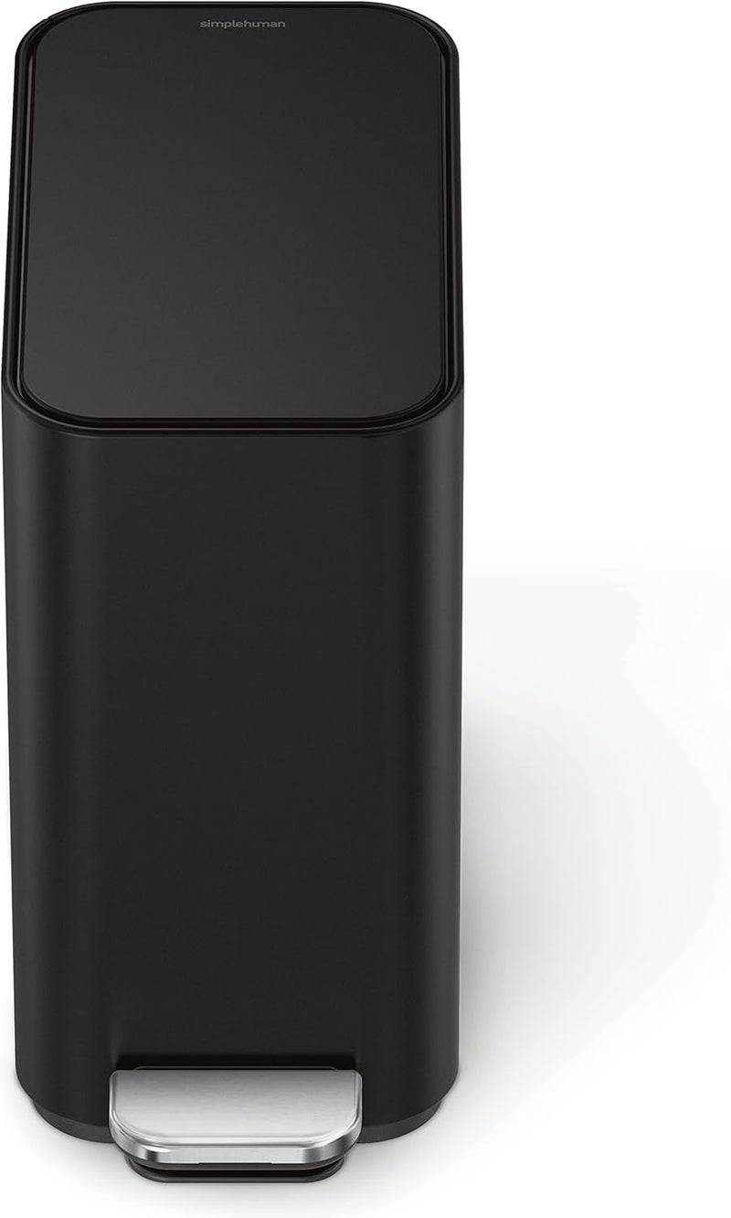 Simple Human 5L Slim Bathroom Trash Can with Soft Close Lid, Stainless Steel Waste Basket with Liner Pocket, 5 Liter / 1.3 Gallon, Matte Black - Image 2